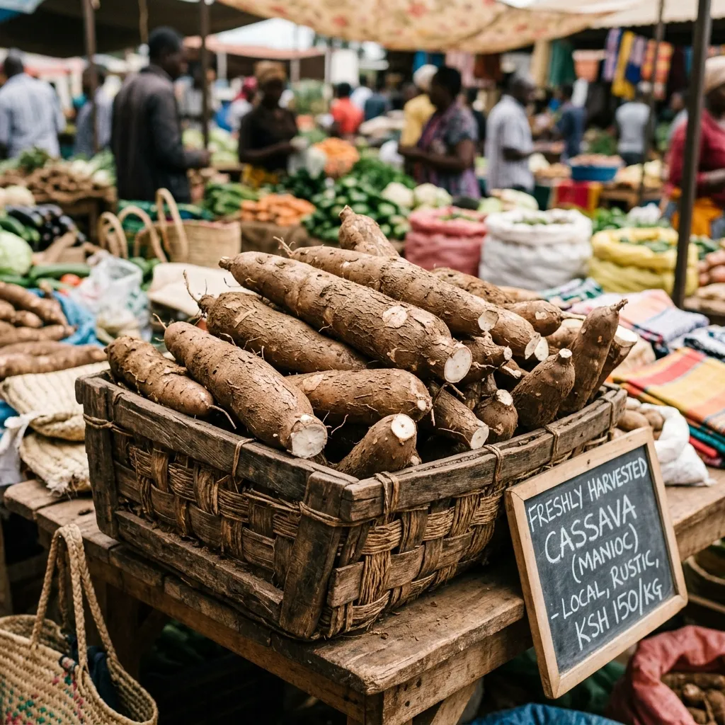Racines de manioc fraîches